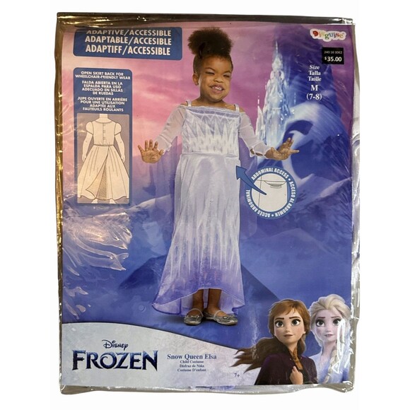 Disney Frozen Snow Queen Elsa Adaptive Halloween Costume Medium (7-8) Cosplay - Picture 1 of 5